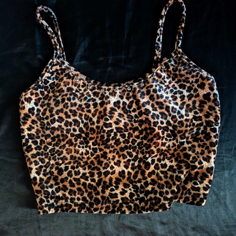 Leopard print studded top